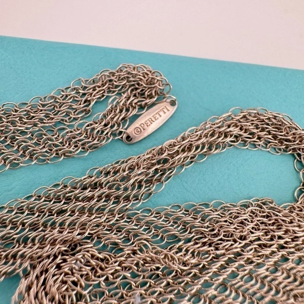 Tiffany & Co. Elsa Peretti 50mm Round Disc in Rock Crystal on Mesh Chain